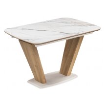 Керамический стол Петир 120(160)х80х75 gilt white / дуб монтана