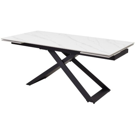 Стол LIVORNO 180 MATT WHITE MARBLE SOLID CERAMIC / BLACK, ®DISAUR 