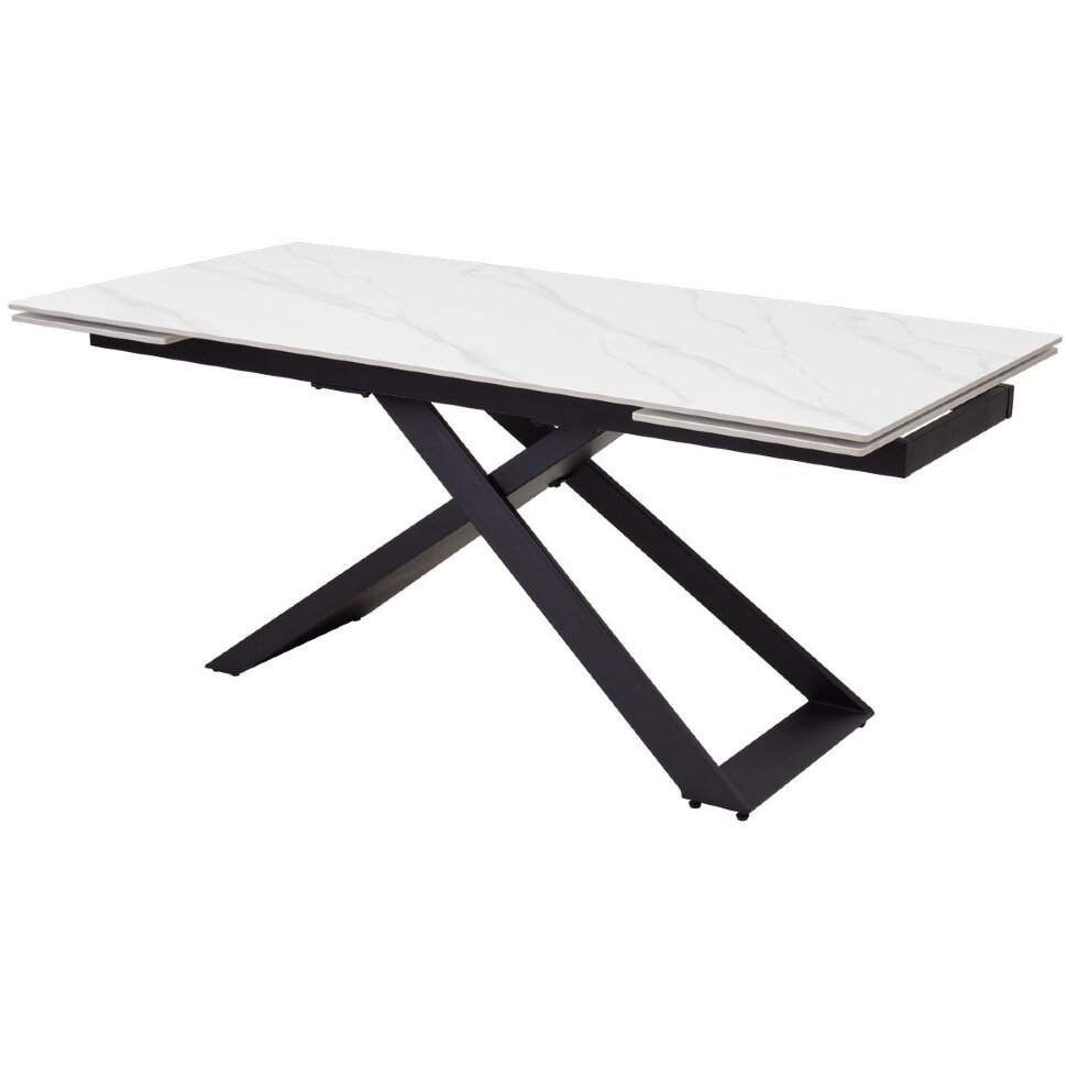 Стол LIVORNO 180 MATT WHITE MARBLE SOLID CERAMIC / BLACK, ®DISAUR 