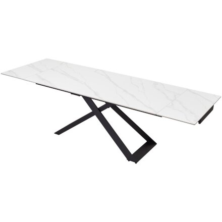 Стол LIVORNO 180 MATT WHITE MARBLE SOLID CERAMIC / BLACK, ®DISAUR 