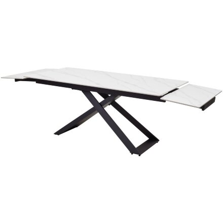 Стол LIVORNO 180 MATT WHITE MARBLE SOLID CERAMIC / BLACK, ®DISAUR 