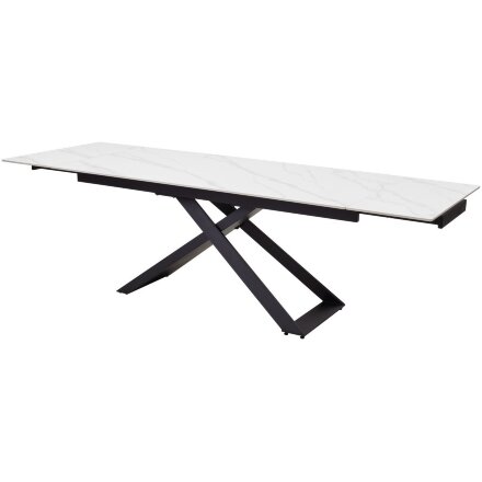Стол LIVORNO 180 MATT WHITE MARBLE SOLID CERAMIC / BLACK, ®DISAUR 