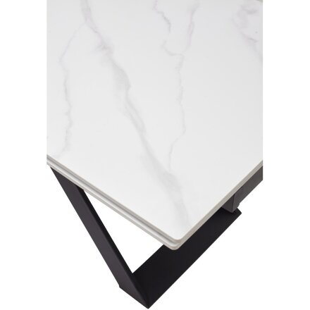 Стол LIVORNO 180 MATT WHITE MARBLE SOLID CERAMIC / BLACK, ®DISAUR 