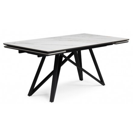 Керамический стол Вилсон 160(220)х89 белый gilt white / черный 