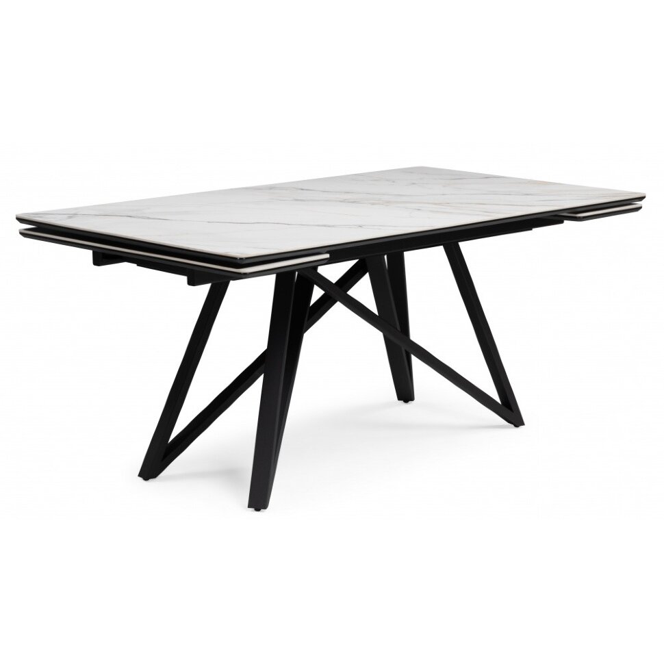 Керамический стол Вилсон 160(220)х89 белый gilt white / черный 