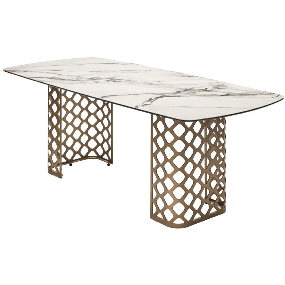 Стол CHIAVARI 220 KL-188 Контрастный мрамор матовый, итальянская керамика / Шампань, ®DISAUR Стол CHIAVARI 220 KL-188 Контрастный мрамор матовый, итальянская керамика / Шампань, ®DISAUR