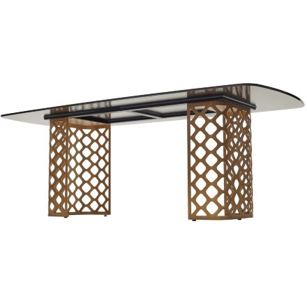 Стол CHIAVARI 220 KL-188 Контрастный мрамор матовый, итальянская керамика / Шампань, ®DISAUR 