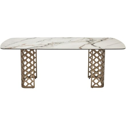 Стол CHIAVARI 220 KL-188 Контрастный мрамор матовый, итальянская керамика / Шампань, ®DISAUR 