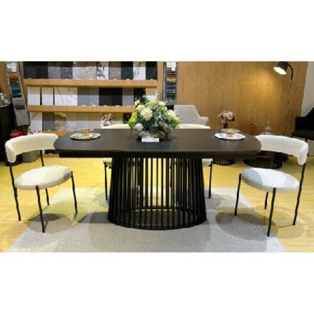 Стол DESIO 180 PURE BLACK SOLID CERAMIC Черный мрамор матовый, керамика/Черный каркас, ®DISAUR 