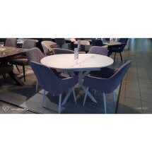 Стол DikLine MB130 белый/стекло белый мрамор сатин optiwhite Образец из салона