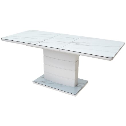 Стол ALTA 120 GREY-WHITE MARBLE/ WHITE глазурованное стекло М-City 