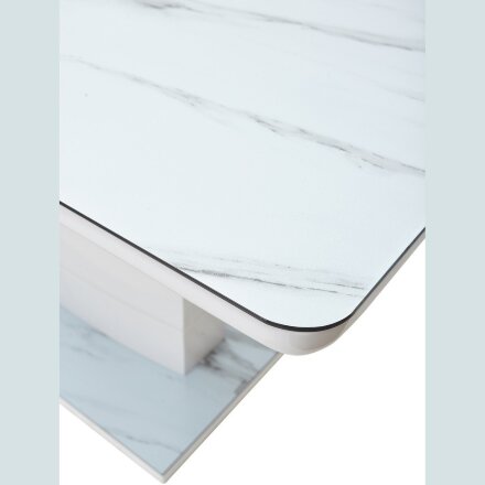 Стол ALTA 120 GREY-WHITE MARBLE/ WHITE глазурованное стекло М-City 