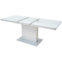 Стол ALTA 120 GREY-WHITE MARBLE/ WHITE глазурованное стекло М-City