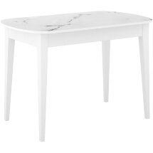 Стол DikLine M130 белый/стекло белый мрамор сатин optiwhite/опоры MM белые