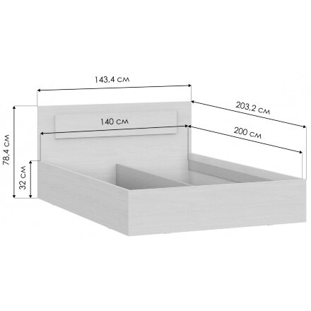Кровать Taika 140х200 ясень анкор светлый 